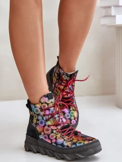 Skórzane Damskie Ocieplane Botki Maciejka 06146-39 Multikolor