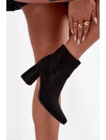 Botki Damskie Na Słupku Z Eko Zamszu Czarne Inessa