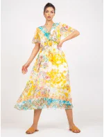 Šaty DHJ SK 15967 1.01P biela a žltá Šaty DHJ SK 15967 1.01P biela a žltá