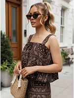 Dvojdielny dámsky letný komplet s viskózou, hnedý, FashionStreet AY1203