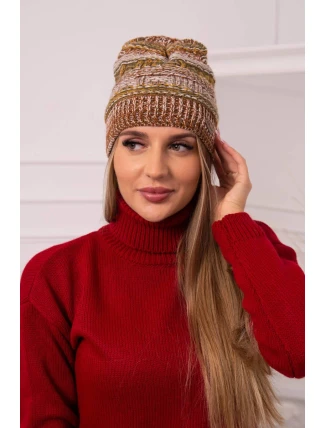 Čiapka s fleecom Patrycja K254 khaki+camel