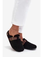 Klapki Damskie Z Futerkiem Typu Baranek Czarne Lorivine