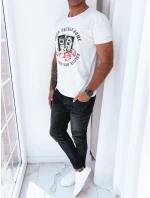 Pánske biele tričko s potlačou FashionStreet RX5257