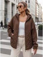 Dámska prechodná oversize bunda s kapucňou hnedá FashionStreet TY5593 Dámska prechodná oversize bunda s kapucňou hnedá FashionStreet TY5593