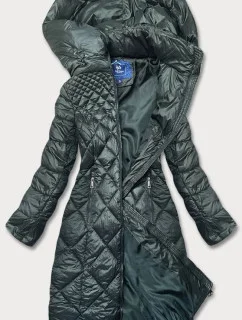 Tmavo zelená dámska dlhá prešívaná bunda (ag1-j9082)