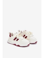 Sneakersy Dziecięce Na Platformie Beżowo-Bordowe Grellio