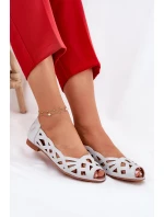 Ażurowe Baleriny Z Odkrytymi Palcami Srebrne Calgis