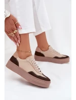 Kožené dámske tenisky na platforme Zazoo N1269S2 beige Kožené dámske tenisky na platforme Zazoo N1269S2 beige