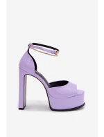 Lakované dámské sandály na podpatku a platformě fialové Horvia