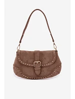 Eko semišová kabelka s cvočky tmavě béžová Clarielle