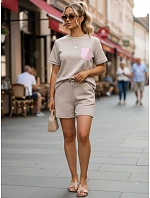 Dámsky viskózový set s motýlikom a šortkami v moka farbe FashionStreet AY1186 Dámsky viskózový set s motýlikom a šortkami v moka farbe FashionStreet AY1186