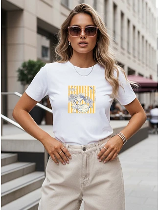 Dámske tričko s potlačou s dovolenkovým motívom, biele, FashionStreet NX8032RY