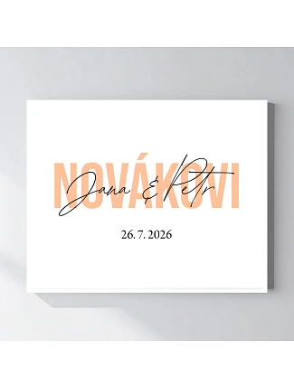 Personalizovaný magický fotoobraz v ráme - štvorec 40x50 - mená novomanželov Personalizovaný magický fotoobraz v ráme - štvorec 40x50 - mená novomanželov