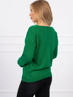 Sveter S202-15 V-výstrih zelený - Kesi