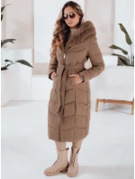 Dámska zimná dlhá prešívaná bunda s umelou kožušinou FashionStreet TY5086