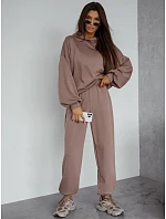Dámska tepláková súprava s kapucňou v cappuccino farbe, FashionStreet AY1214