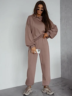 Dámska tepláková súprava s kapucňou v cappuccino farbe, FashionStreet AY1214