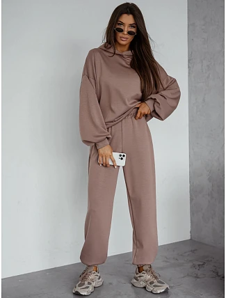 Dámska tepláková súprava s kapucňou v cappuccino farbe, FashionStreet AY1214