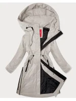 Svetlo béžová jednoduchá dámska bunda s kapucňou LHD (LHD-24592) Svetlo béžová jednoduchá dámska bunda s kapucňou LHD (LHD-24592)