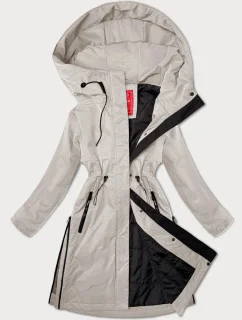 Svetlo béžová jednoduchá dámska bunda s kapucňou LHD (LHD-24592)