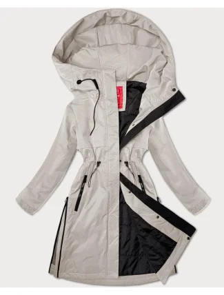 Svetlo béžová jednoduchá dámska bunda s kapucňou LHD (LHD-24592) Svetlo béžová jednoduchá dámska bunda s kapucňou LHD (LHD-24592)