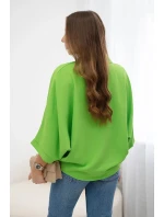 Blúzka nadrozmernej veľkosti so zapínaním na gombíky svetlozelená