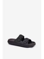 Klapki Damskie Na Platformie Z Klamrami Czarne Nitiana