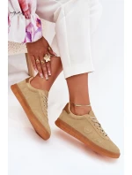 Zamszowe Sneakersy Damskie Big Star RR274849 HI-POLY SYSTEM Beżowe