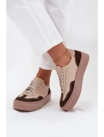 Kožené dámske tenisky na platforme Zazoo N1269S2 beige Kožené dámske tenisky na platforme Zazoo N1269S2 beige