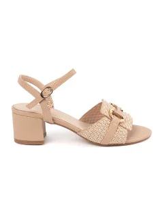 Exkluzívne hnedé dámske sandále na širokom podpätku