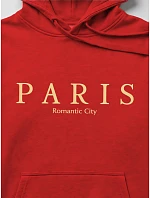 Pánska mikina s kapucňou a potlačou PARIS, červená, FashionStreet NX5147BX Pánska mikina s kapucňou a potlačou PARIS, červená, FashionStreet NX5147BX