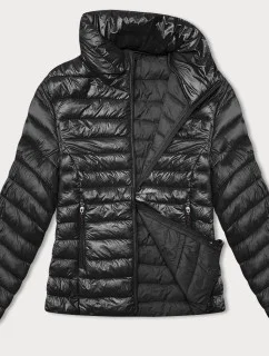 Čierna dámska prešívaná bunda so stojatým golierom J Style (16M9130-392)