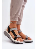 Sandały Damskie Na Platformie I Koturnie Big Star NN274A054 Szare