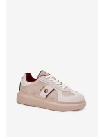 Skórzane Damskie Sneakersy Na Platformie Daniel Lopez Just Dare SS2D4003 Beżowe