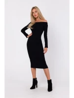 M757 Bodycon šaty na ramienka - čierne
