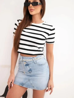 Džínsová mini sukňa M.Sara s retiazkou modrá