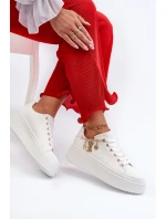 Sneakersy Damskie Na Platformie Z Zawieszkami Białe Tivissa