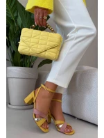 Dámské sandály na podpatku s pásky Eko semiš žluté Karilora