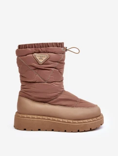 Śniegowce Damskie Na Grubej Podeszwie Ciemnobeżowe Lureta