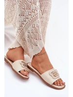 Płaskie Klapki Damskie Z Ozdobnym Detalem Beżowe Nenitta