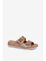 Dámske papuče s prackou a suchým zipsom Brown INBLU MK000013