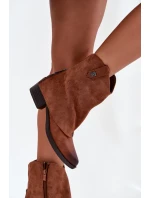 Ocieplane Botki Kowbojki Na Obcasie Camel Sylvette