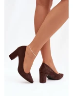 Lodičky z eko semiše na jehlovém podpatku Sergio Leone PB414 čokoládové
