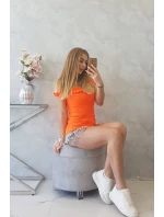 Španielska blúzka s volánikmi oranžová neónová