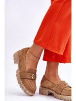 Eleganckie Zamszowe Mokasyny Ciemnobeżowe Laverne