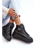 Trampki Damskie Wysokie Na Suwak Lemar Czarne Katerin