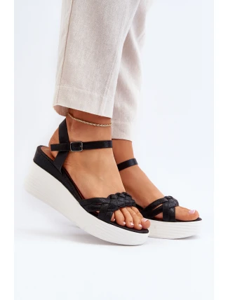 Sandały Na Koturnie Czarne Esinna
