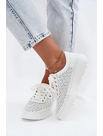 Kožené Ažurové Dámské Polobotky Vinceza 79629 Bílé