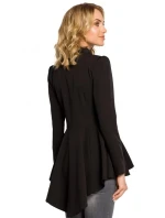 Asymetrický frak s golierom a zapínaním na gombíky M165 - čierny - Moe Asymetrický frak s golierom a zapínaním na gombíky M165 - čierny - Moe