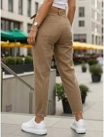 Dámske džínsy s vysokým pásom a opaskom hnedej farby FashionStreet UY2989